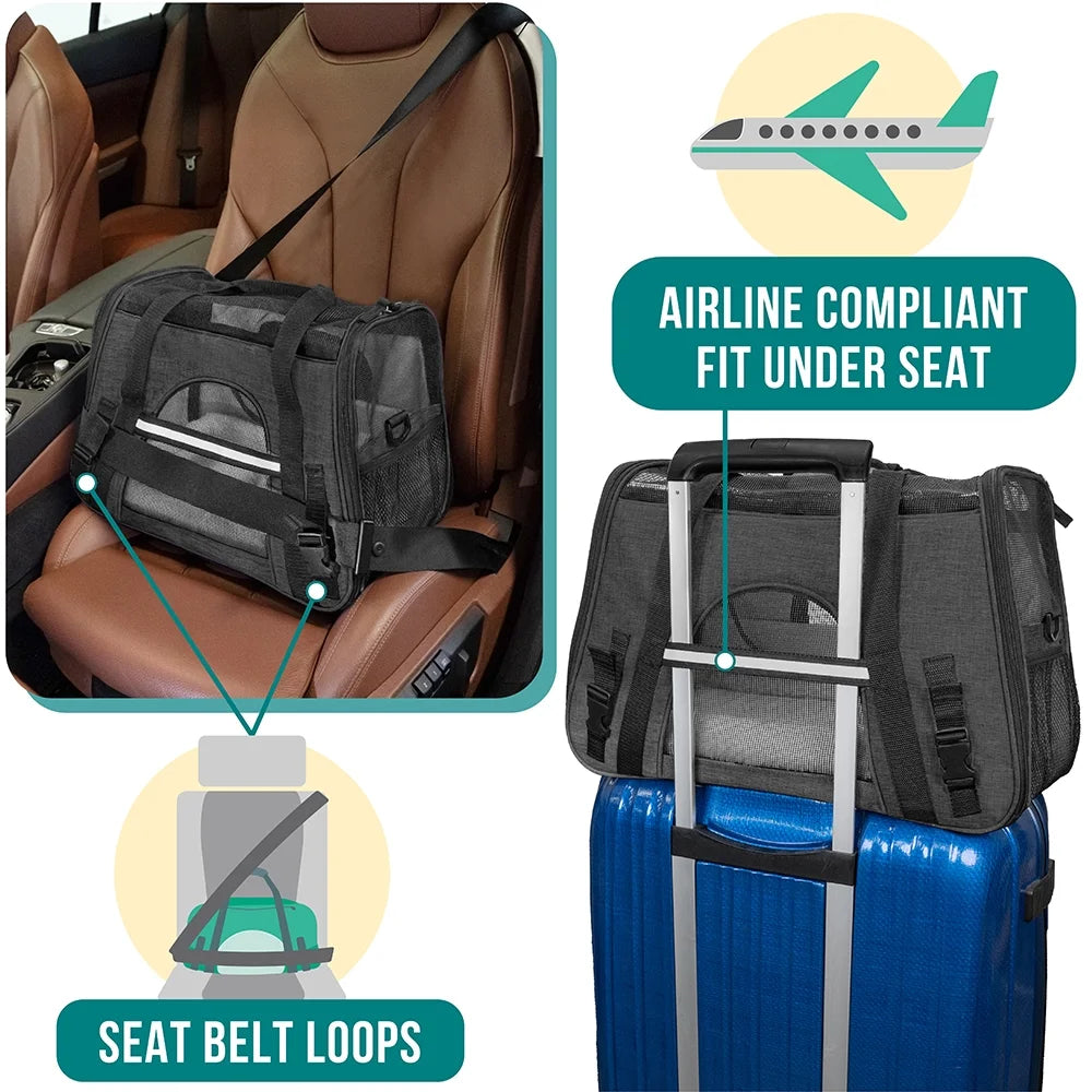 Airline Approved Pet Carrier for Cat, Soft Sided Dog Carrier Small Dog, Cat Travel Supply Accessories Indoor Cat, Ventilated Pet Carrying Bag Medium Large Kitten Puppy, Small Heather Dark Gray