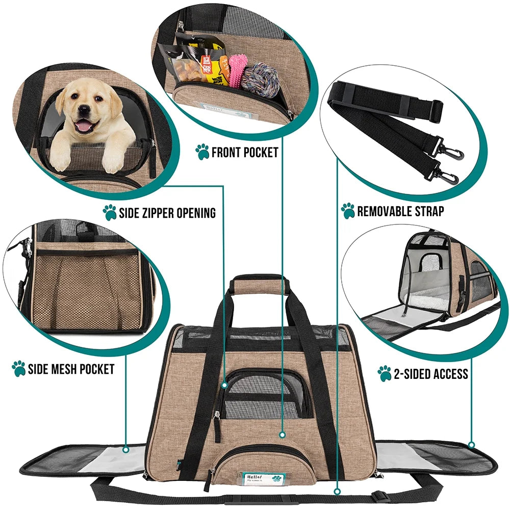 Airline Approved Pet Carrier for Cat, Soft Sided Dog Carrier for Small Dog, Cat Travel Supply Accessories Indoor Cat, Ventilated Carrying Bag Medium Large Kitten Puppy, Small Heather Taupe