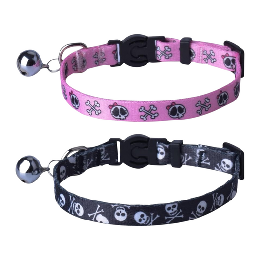Adjustable Skull Pattern Cat Collar