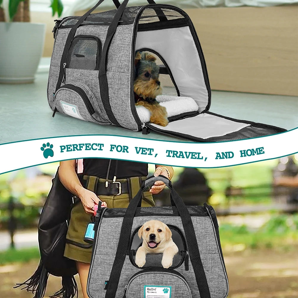 Airline Approved Pet Carrier for Cat, Soft Sided Dog Carrier for Small Dog, Cat Travel Supplies Accessories Indoor Cat, Ventilated Pet Carrying Bag Medium Large Kitten Puppy, Small Heather Gray