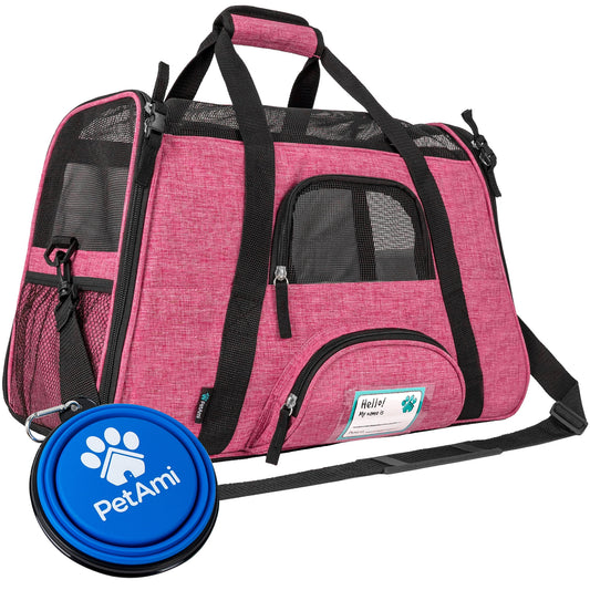 Airline Approved Pet Carrier for Cat, Soft Sided Dog Carrier for Small Dog, Cat Travel Supplies Accessories Indoor Cat, Ventilated Pet Carrying Bag Medium Large Kitten Puppy, Small Heather Pink