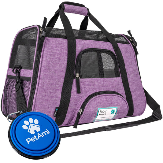 Airline Approved Pet Carrier for Cat, Soft Sided Dog Carrier for Small Dog, Cat Travel Supply Accessories Indoor Cat, Ventilated Pet Carrying Bag Medium Large Kitten Puppy, Small Heather Purple