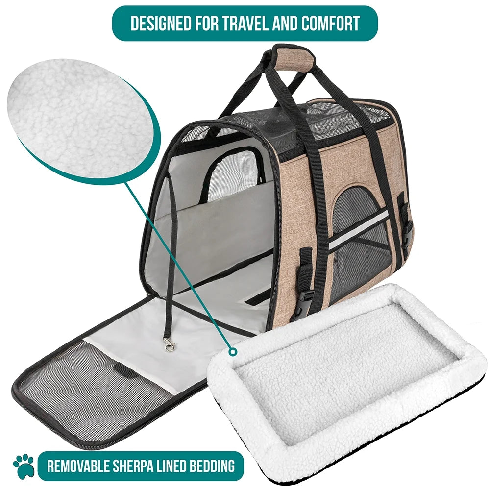Airline Approved Pet Carrier for Cat, Soft Sided Dog Carrier for Small Dog, Cat Travel Supply Accessories Indoor Cat, Ventilated Carrying Bag Medium Large Kitten Puppy, Small Heather Taupe
