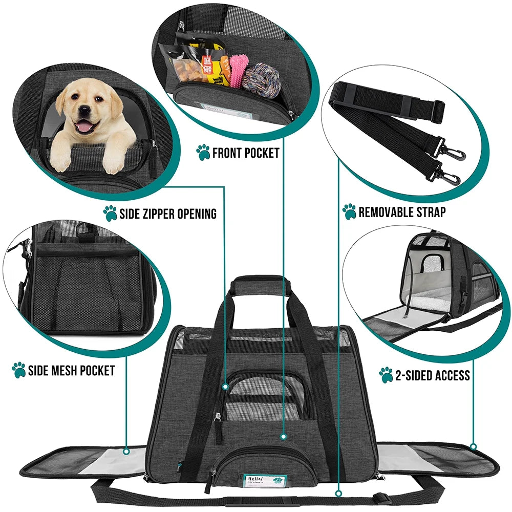 Airline Approved Pet Carrier for Cat, Soft Sided Dog Carrier Small Dog, Cat Travel Supply Accessories Indoor Cat, Ventilated Pet Carrying Bag Medium Large Kitten Puppy, Small Heather Dark Gray