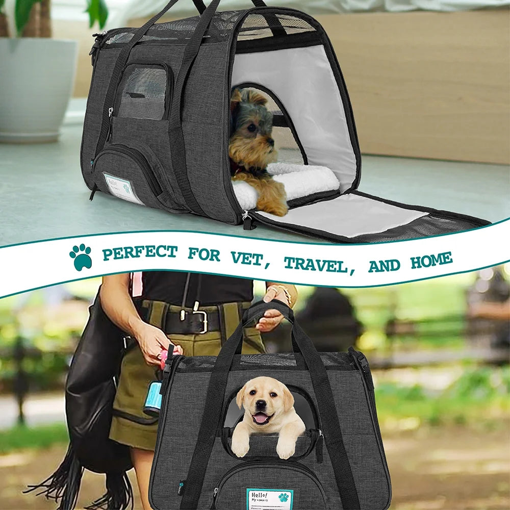 Airline Approved Pet Carrier for Cat, Soft Sided Dog Carrier Small Dog, Cat Travel Supply Accessories Indoor Cat, Ventilated Pet Carrying Bag Medium Large Kitten Puppy, Small Heather Dark Gray