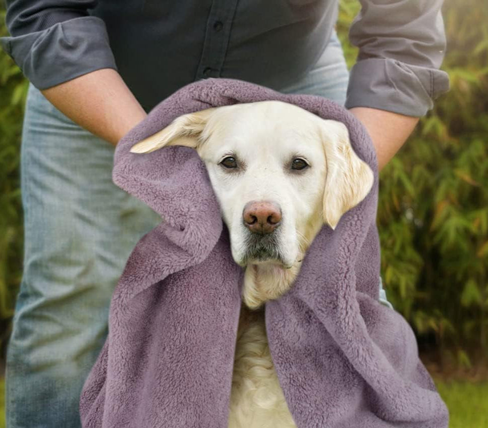 Dog Towel Super Absorbent Pet Bath Towel Microfiber Dog Drying Towel for Small, Medium, Large Dogs and Cats 30Inch X 50Inch Purple