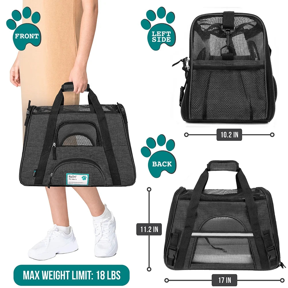 Airline Approved Pet Carrier for Cat, Soft Sided Dog Carrier Small Dog, Cat Travel Supply Accessories Indoor Cat, Ventilated Pet Carrying Bag Medium Large Kitten Puppy, Small Heather Dark Gray