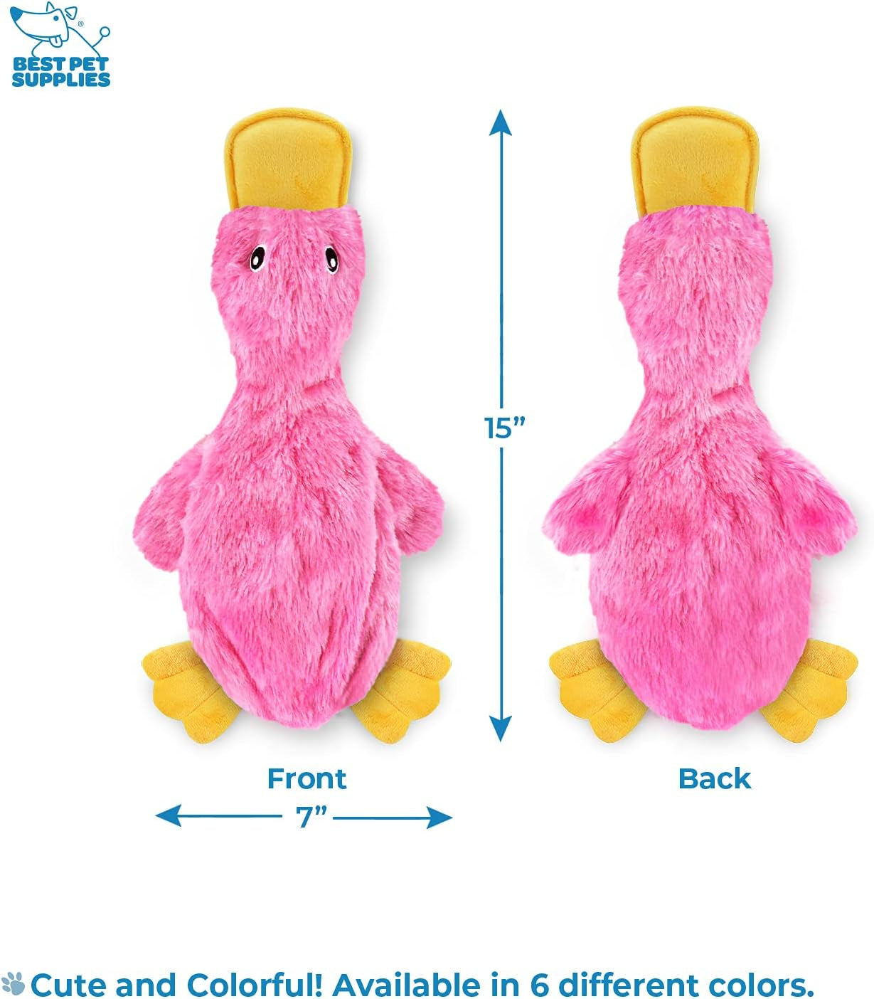 Crinkle Dog Toy for Small, Medium, and Large Breeds, Cute No Stuffing Duck with Soft Squeaker, Fun for Indoor Puppies and Senior Pups, Plush No Mess Chew and Play - Light Pink