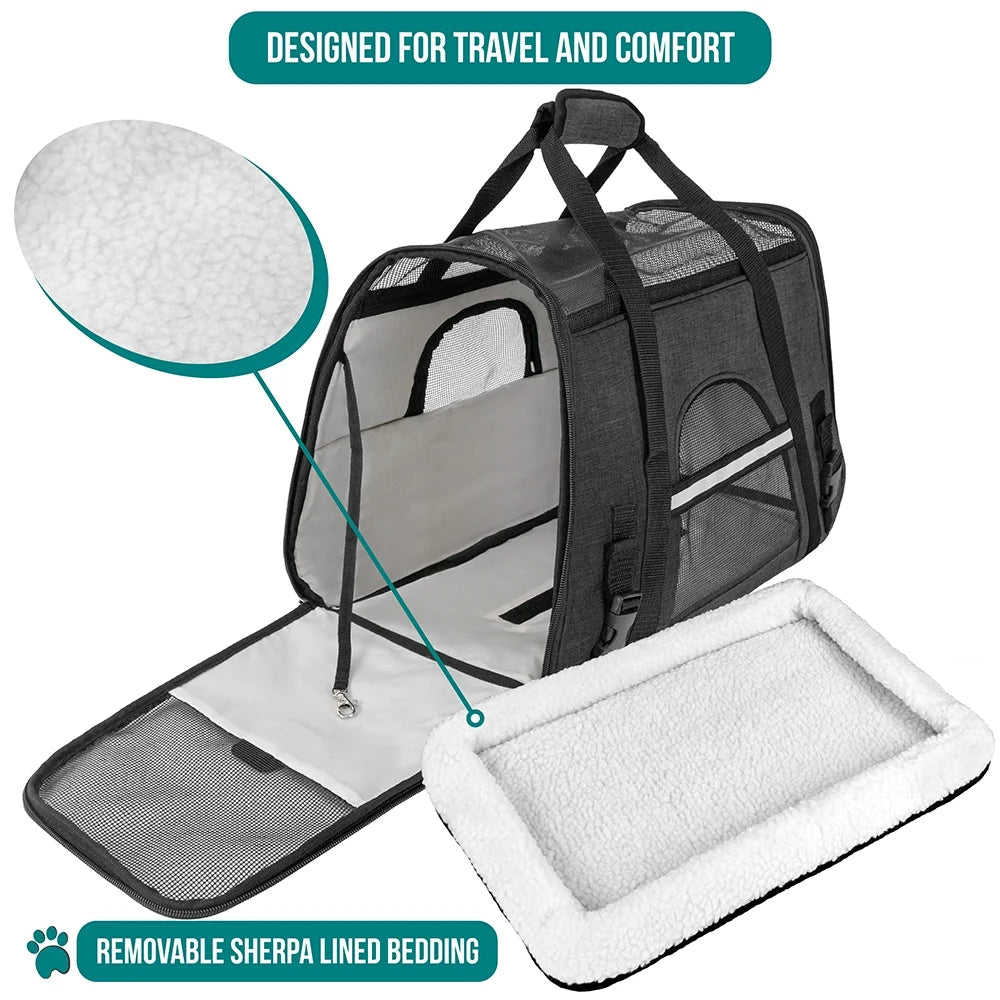 Airline Approved Pet Carrier for Cat, Soft Sided Dog Carrier Small Dog, Cat Travel Supply Accessories Indoor Cat, Ventilated Pet Carrying Bag Medium Large Kitten Puppy, Small Heather Dark Gray