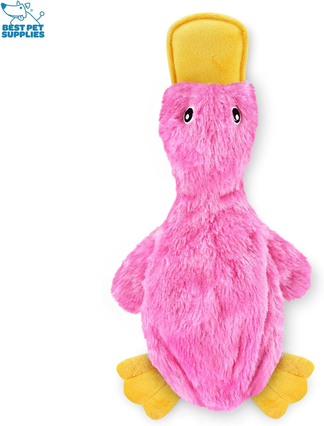 Crinkle Dog Toy for Small, Medium, and Large Breeds, Cute No Stuffing Duck with Soft Squeaker, Fun for Indoor Puppies and Senior Pups, Plush No Mess Chew and Play - Light Pink