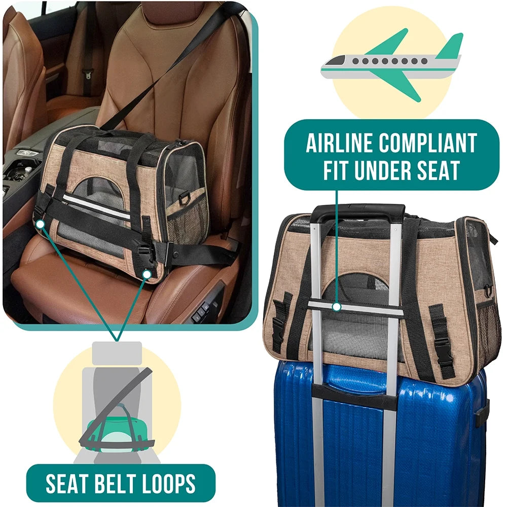 Airline Approved Pet Carrier for Cat, Soft Sided Dog Carrier for Small Dog, Cat Travel Supply Accessories Indoor Cat, Ventilated Carrying Bag Medium Large Kitten Puppy, Small Heather Taupe