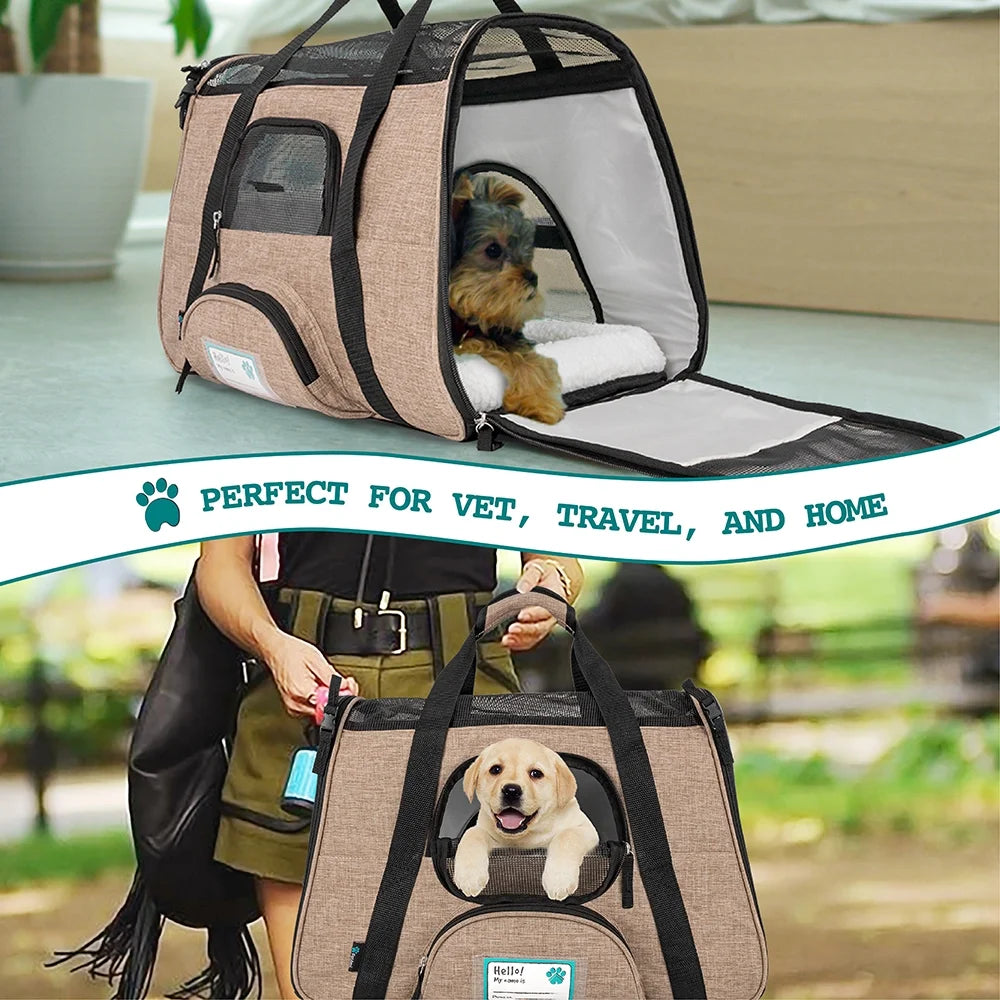 Airline Approved Pet Carrier for Cat, Soft Sided Dog Carrier for Small Dog, Cat Travel Supply Accessories Indoor Cat, Ventilated Carrying Bag Medium Large Kitten Puppy, Small Heather Taupe