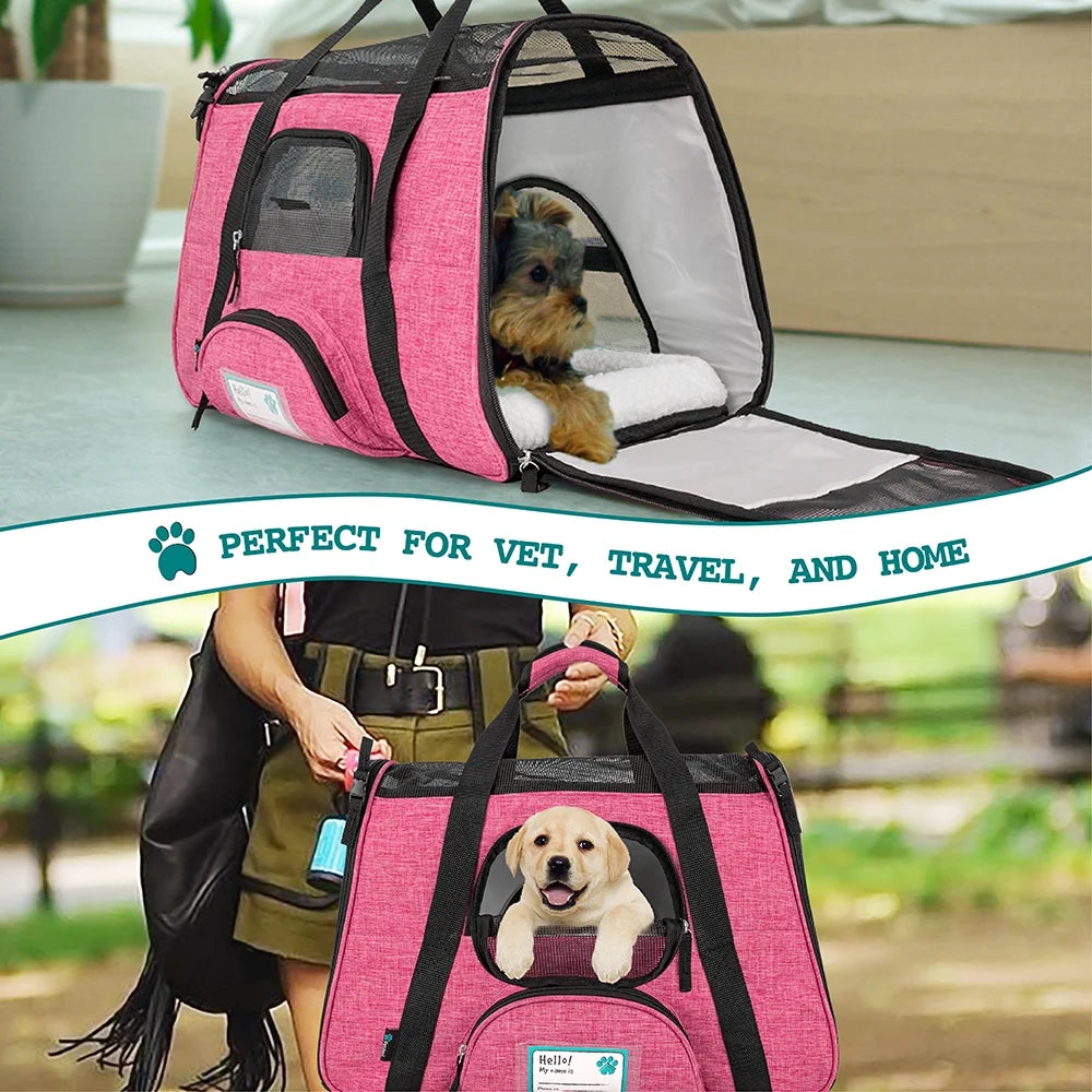 Airline Approved Pet Carrier for Cat, Soft Sided Dog Carrier for Small Dog, Cat Travel Supplies Accessories Indoor Cat, Ventilated Pet Carrying Bag Medium Large Kitten Puppy, Small Heather Pink
